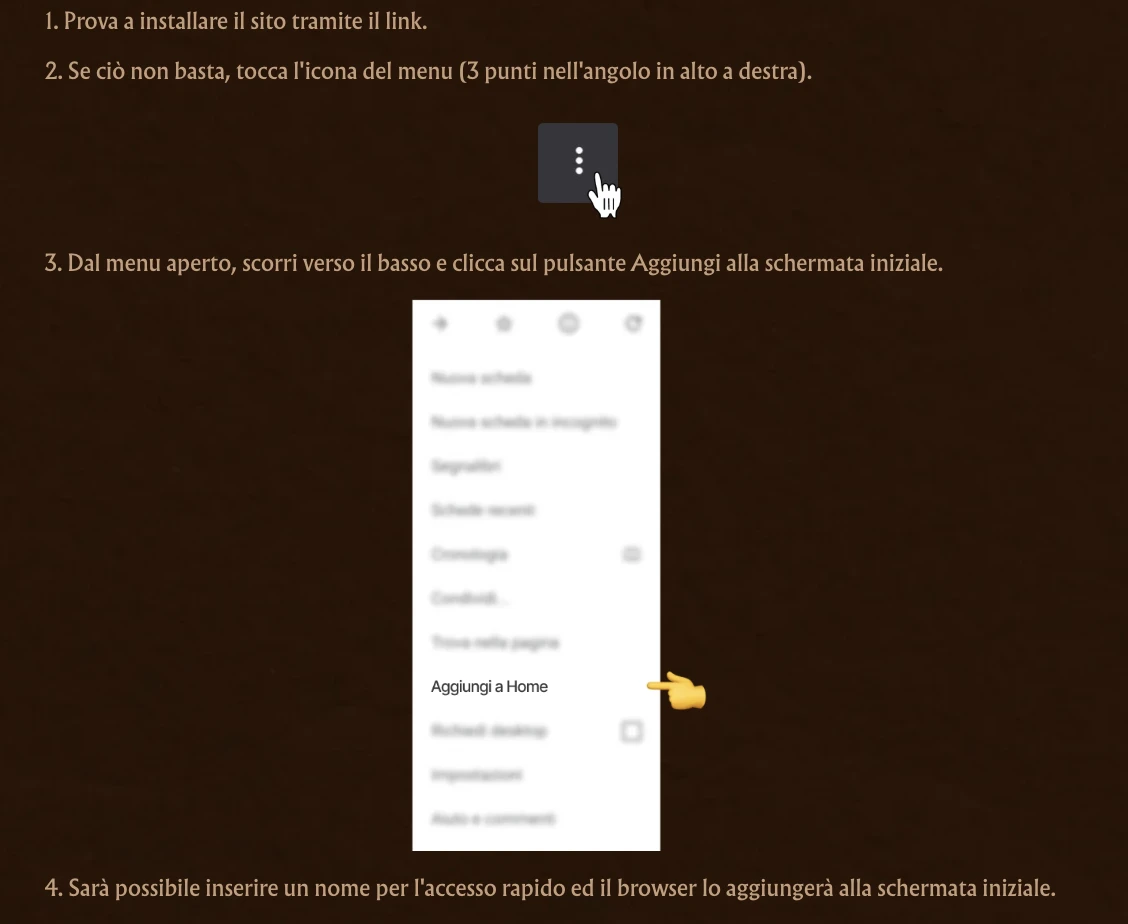 Istruzioni per installare l'app AmunRa Casinò su Android